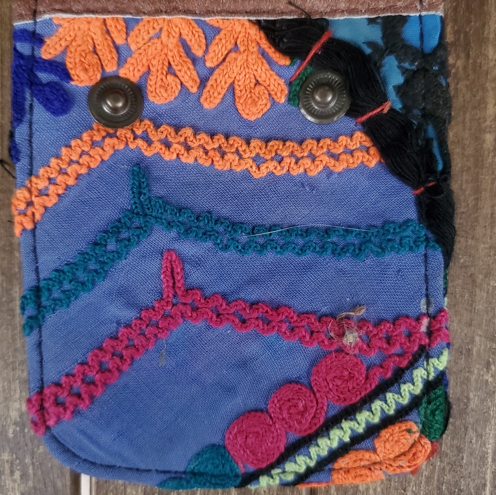 🍄🪬 Free People Boho Embroidered Repurposed vtg banjara hippie Wallet card case - Picture 12 of 16